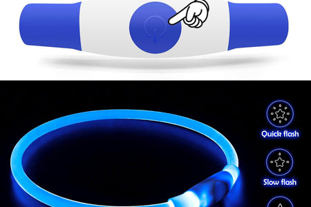 Light up Dog Collar,  USB Rechargeable Flash Dog Necklace Light, Pet Safety Collar Makes Your Beloved Dogs Be Seen at Night for Small Medium Large Dogs(Blue)