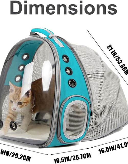 Load image into Gallery viewer, Cat Travel Backpack with Fan, Fit up to 20 Lbs, Space Capsule Astronaut Clear Bubble Window Pet Backpack for Kitten and Small Puppy (Green, Back Extension + Fan)
