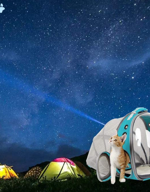 Load image into Gallery viewer, Cat Travel Backpack with Fan, Fit up to 20 Lbs, Space Capsule Astronaut Clear Bubble Window Pet Backpack for Kitten and Small Puppy (Green, Back Extension + Fan)
