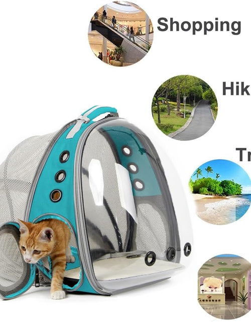 Load image into Gallery viewer, Cat Travel Backpack with Fan, Fit up to 20 Lbs, Space Capsule Astronaut Clear Bubble Window Pet Backpack for Kitten and Small Puppy (Green, Back Extension + Fan)
