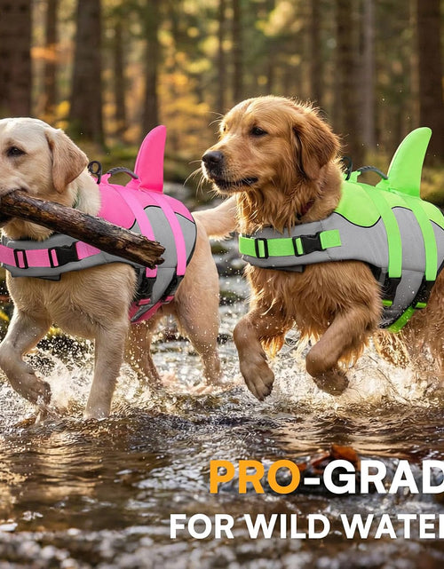 Load image into Gallery viewer, Dog Life Jacket Ripstop Shark Dog Safety Vest Adjustable Preserver with High Buoyancy and Durable Rescue Handle for Small,Medium,Large Dogs, Pink Shark X-Small
