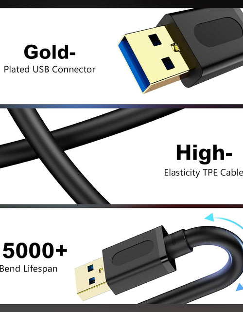 Load image into Gallery viewer, USB 3.0 Male to Male Cable 6Ft,Usb to USB Cable with Gold-Plated Connector for Hard Drive Enclosures, DVD Player, Laptop Cooler (6Ft/1.8M)
