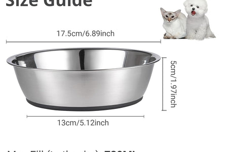 Lightweight Stainless Steel Cat Bowls - 3 Cup, 2 Pack