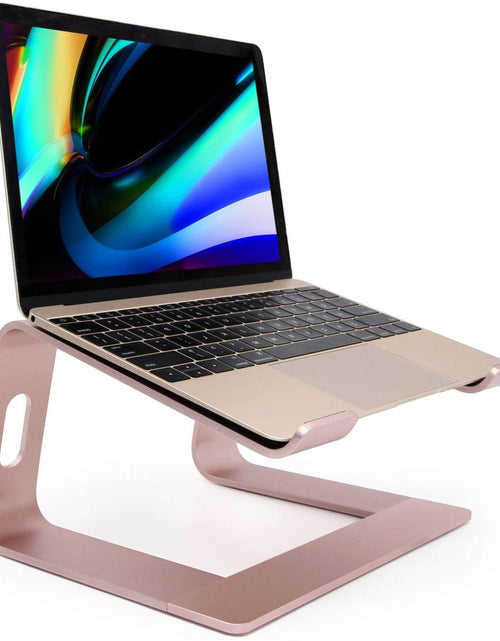 Load image into Gallery viewer, Laptop Stand, Ergonomic Aluminum Laptop Mount Computer Stand, Detachable Laptop Riser，Notebook Holder Stand Compatible with Macbook Pro/Air HP Lenovo Samsung Huawei ，All 10-17.3" Laptops(Rose Gold)
