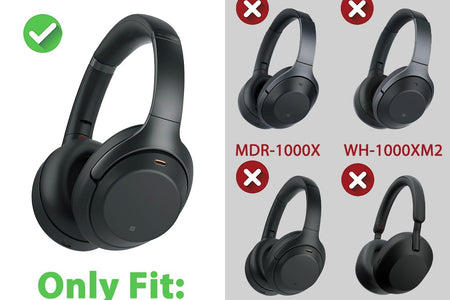 Professional Earpads Cushions Replacement for Sony WH-1000XM3 (WH1000XM3) Over-Ear Headphones, Ear Pads with Softer Protein Leather, Noise Isolation Memory Foam, Added Thickness (Black)