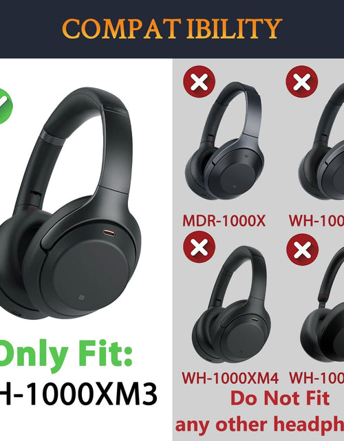 Load image into Gallery viewer, Professional Earpads Cushions Replacement for Sony WH-1000XM3 (WH1000XM3) Over-Ear Headphones, Ear Pads with Softer Protein Leather, Noise Isolation Memory Foam, Added Thickness (Black)
