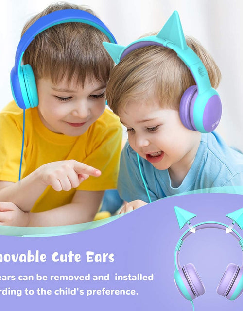 Load image into Gallery viewer, Kids Headphones with Limited Volume, Cat Ear Toddler Headphones, Wired Headphone over Ear for Boys and Girls,Stereo Sound Foldable 3.5Mm Headset for Children

