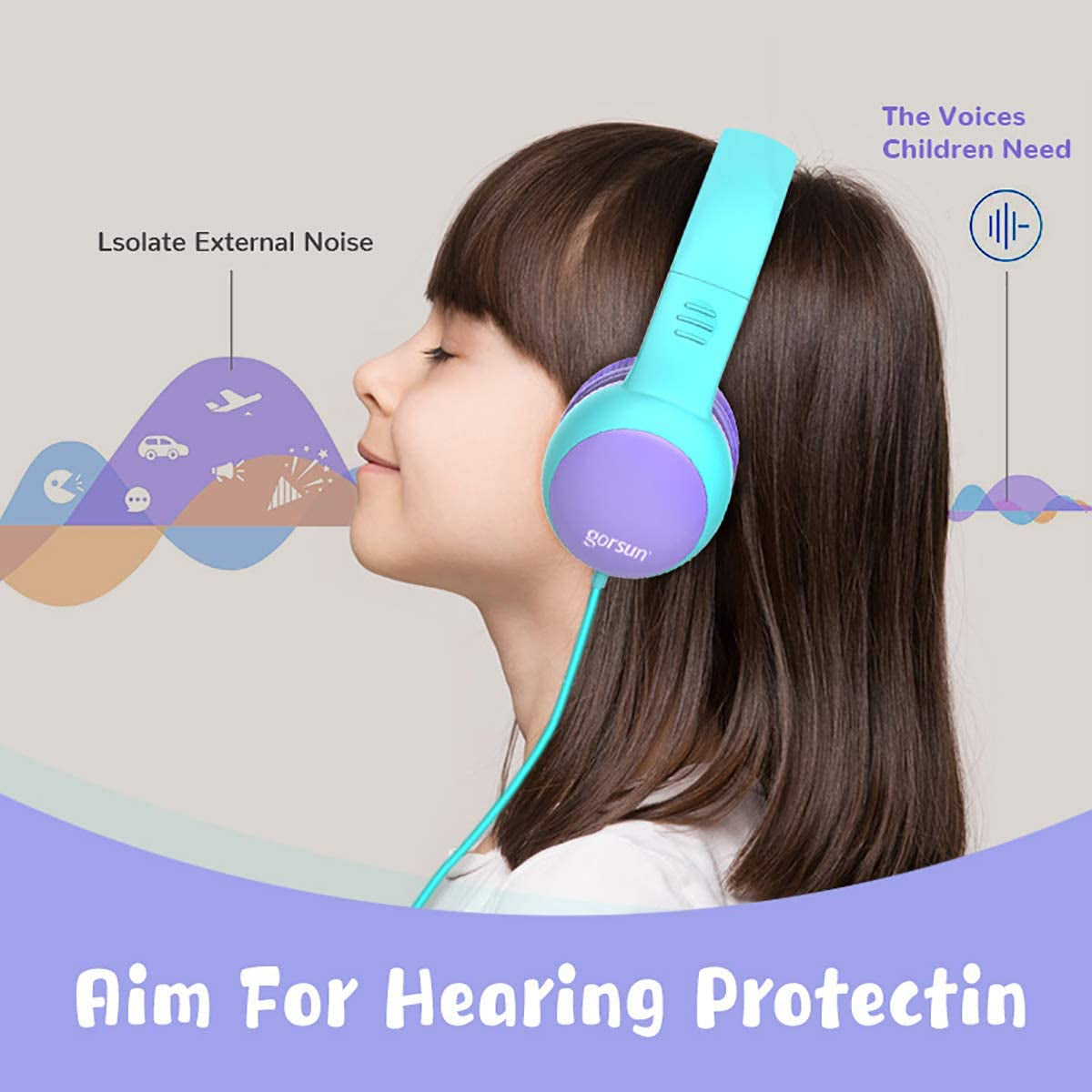 Kids Headphones with Limited Volume, Cat Ear Toddler Headphones, Wired Headphone over Ear for Boys and Girls,Stereo Sound Foldable 3.5Mm Headset for Children